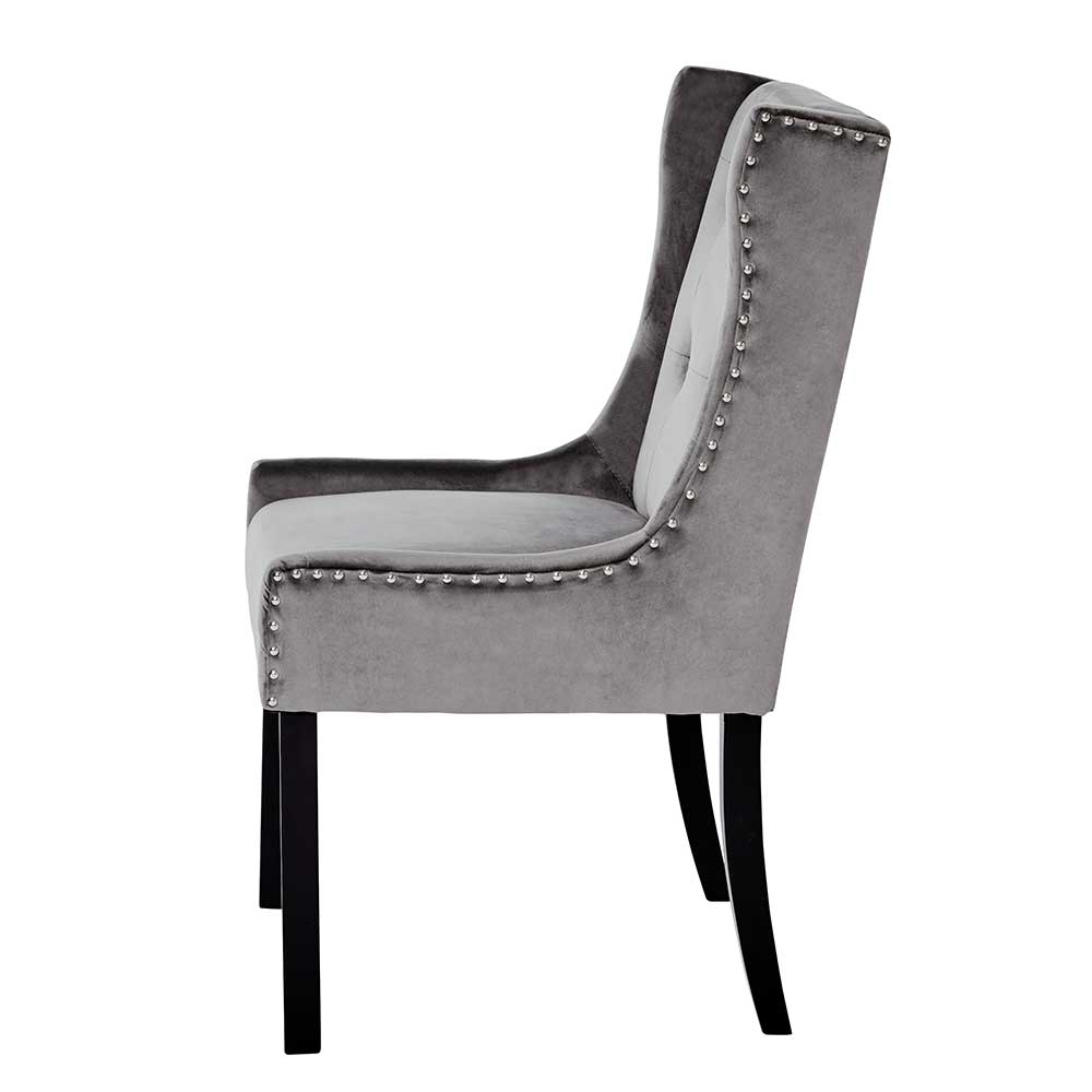 Eleganter Samtstuhl in Anthrazit - Medinus