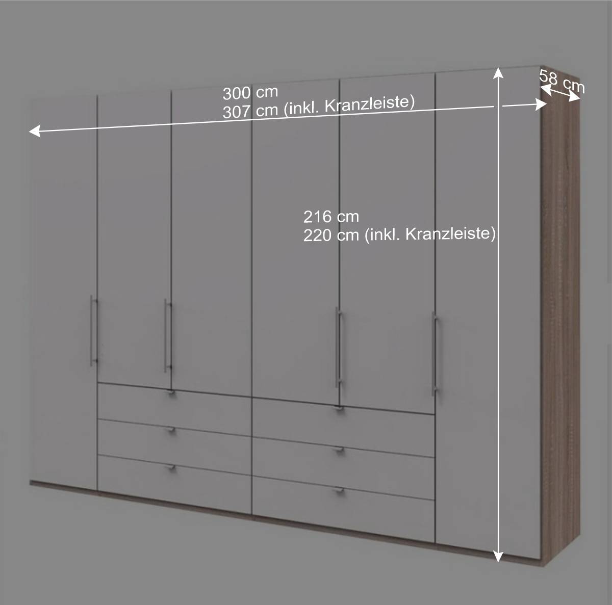 Schlafzimmerkleiderschrank 4-türig & 6 Schubladen - Vaclyn