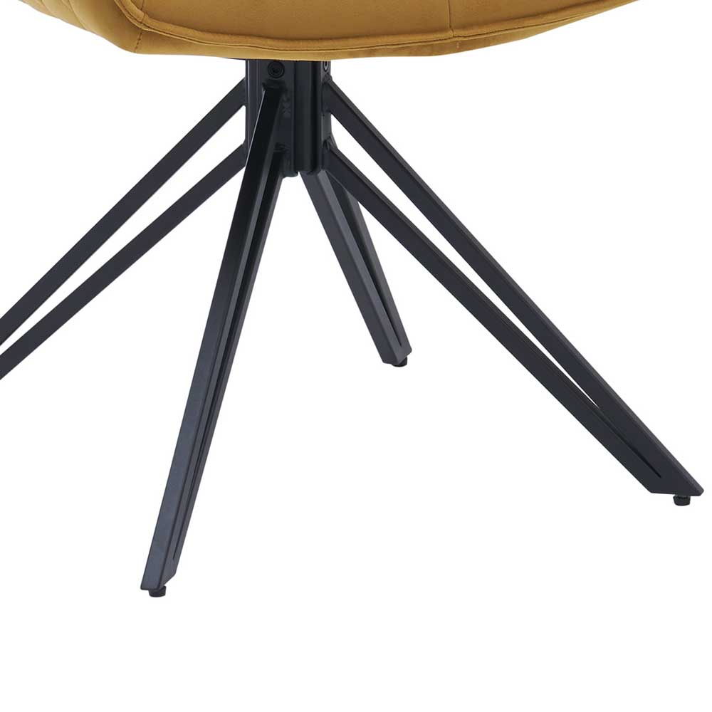 Drehbarer Tischsessel in Gold Samt - Bagavano (2er Set)
