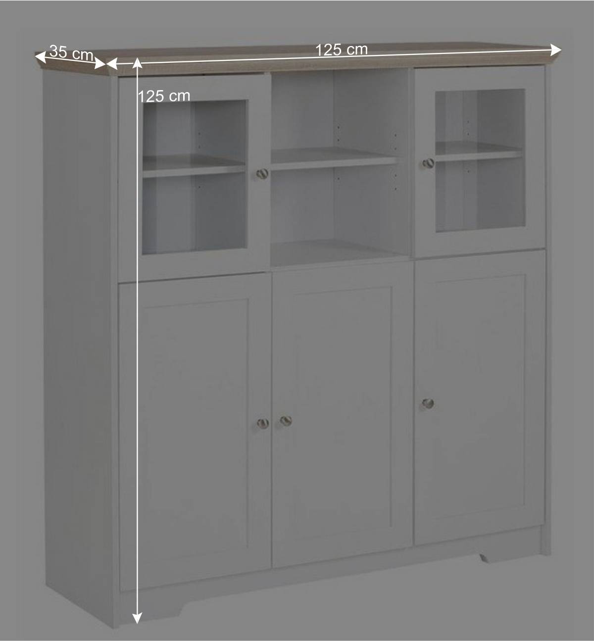 Günstiges Landhaus Highboard 125x125x35 - Akedra
