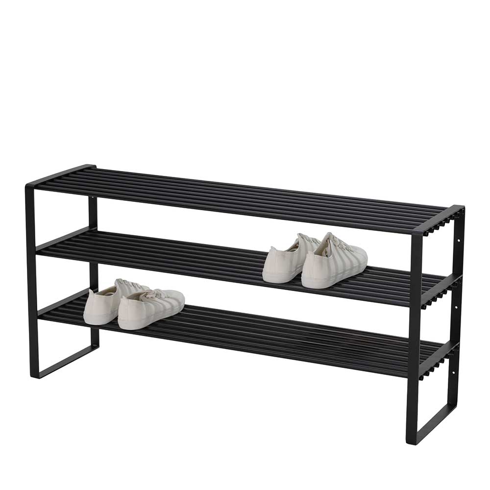 Schuhregal mit 3 Böden in Schwarz - Satroni