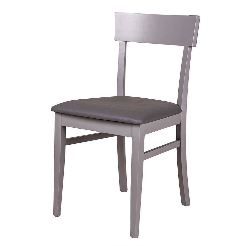 Buche Massivholzstuhl in Grau Spazion mit Kunstleder Sitz (2er Set)