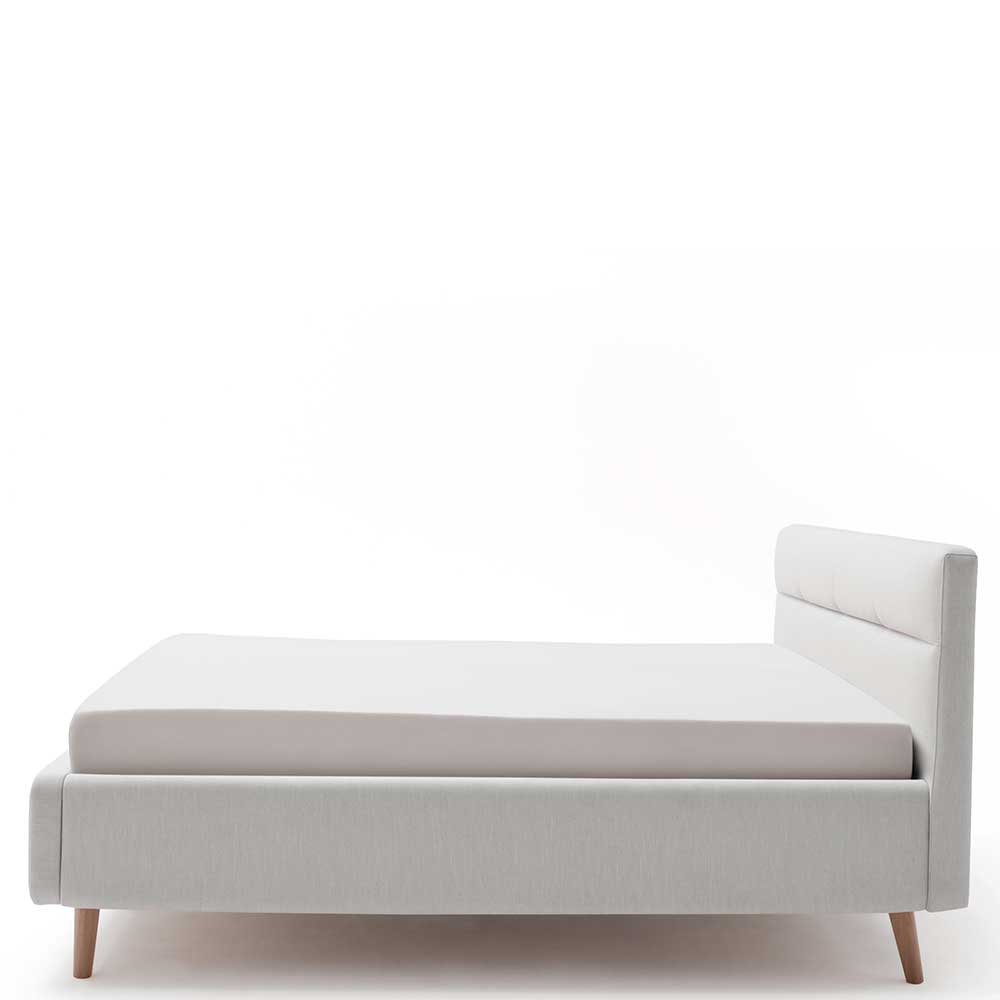 Elegantes Stoffbett in Hellgrau & Eiche - Yilton