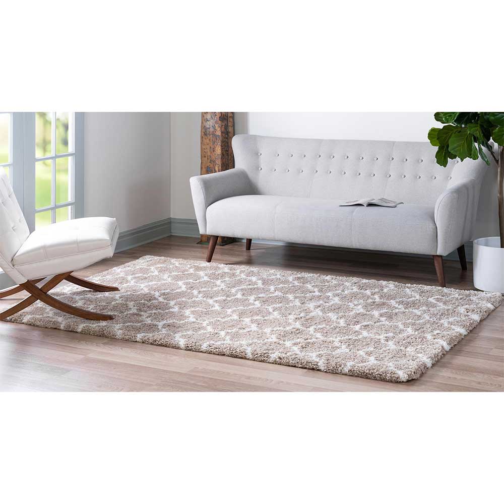 Läufer Teppich mit Kachelmuster und hohem Flor - Mocorapo