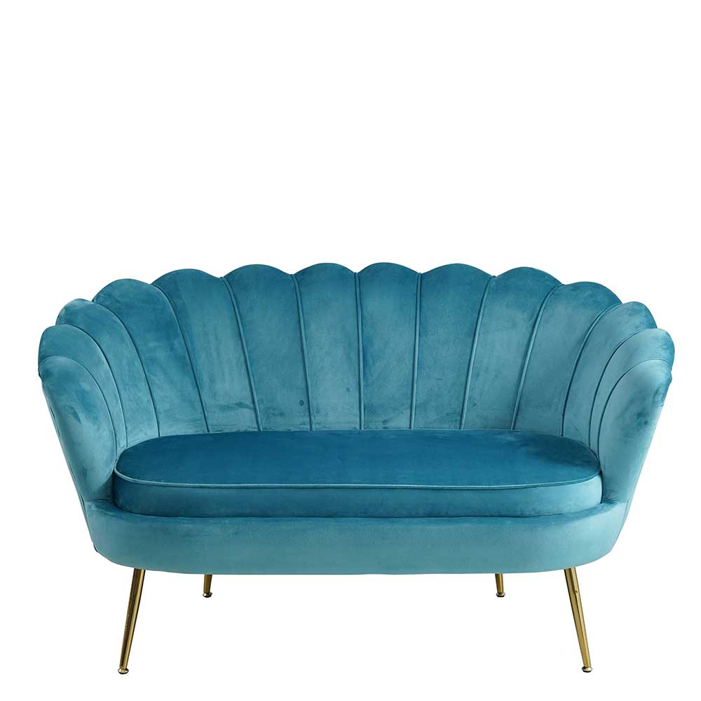Muschel Designsofa in Blau Samt - Jeeni