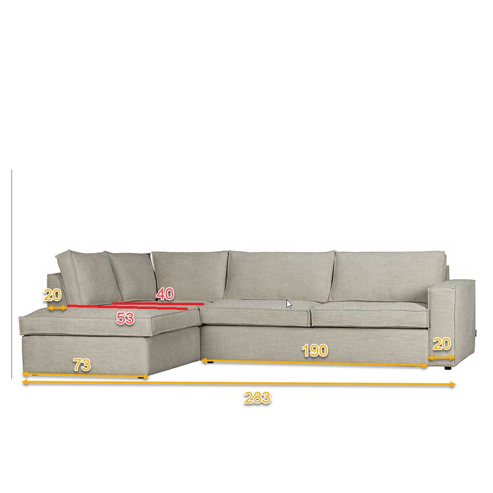 Ecksofa Rundecke in Bronze Webstoff - Andalusia