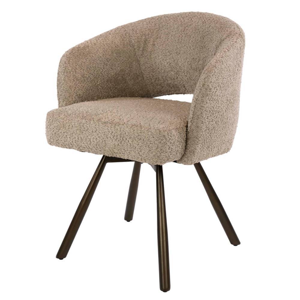 Beiger drehbarer Sessel mit Bouclé-Bezug für das Esszimmer im Modernen Stil – Tirnada