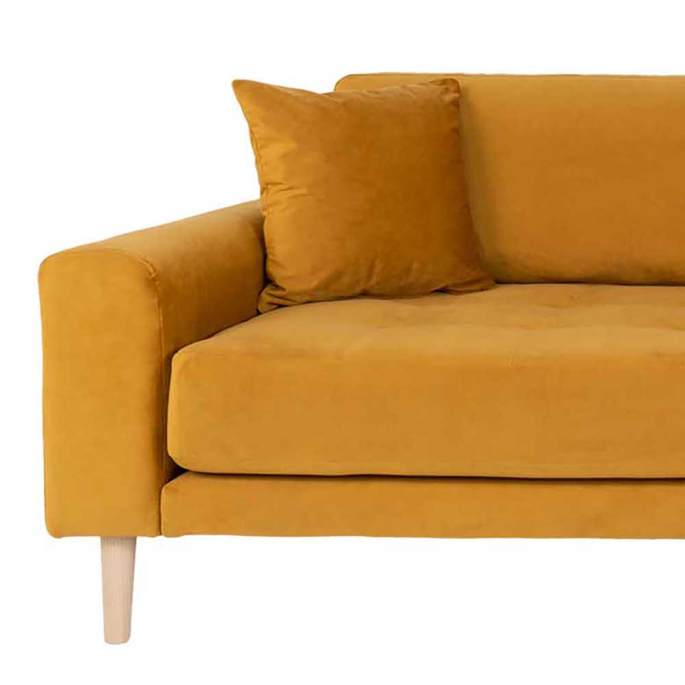 Skandi Dreisitzer Sofa in Gelb & Natur - Agata