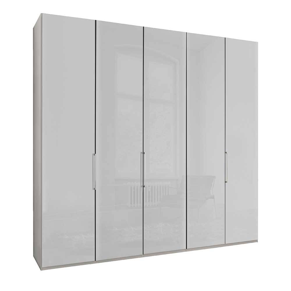 Eleganter weißer Drehtürenschrank mit sechs Türen und glänzender Oberfläche – Nujan