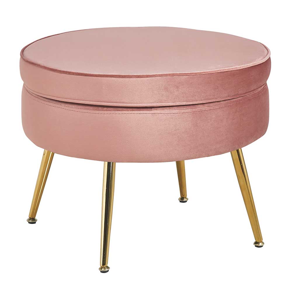 Beistellhocker in Rosa Samt - Griffin
