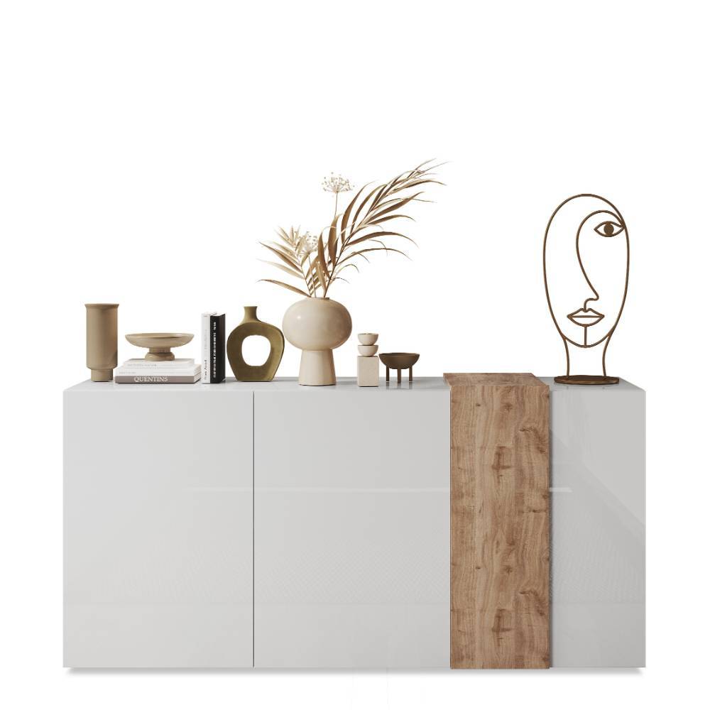 Sideboard in Weiß und Wildeiche - Tabea