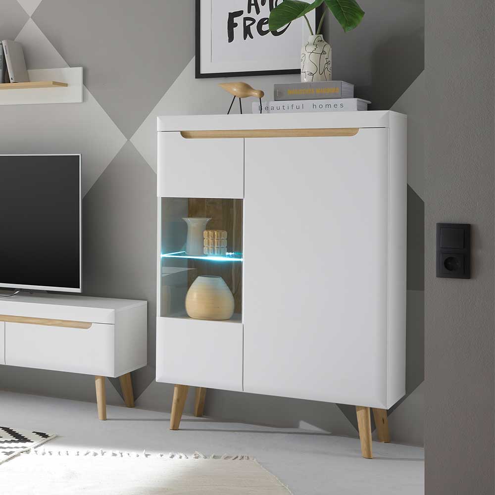 Highboard mit Glas im Skandi Design - Ginko