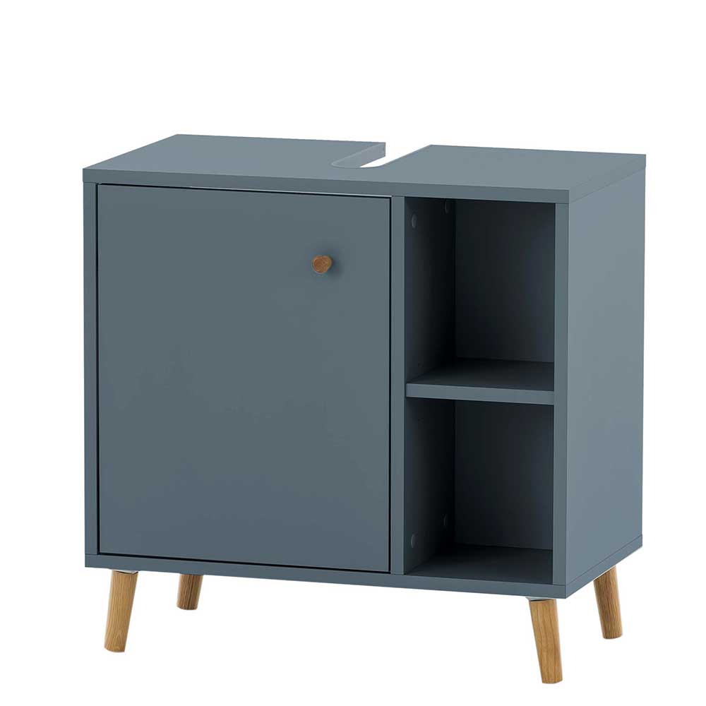 Waschbeckenschrank in Petrol Blau & Eiche - Matrera