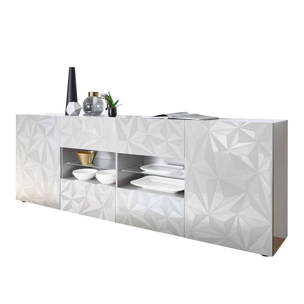 241 cm breites Sideboard in Weiß HG - Vovasoma