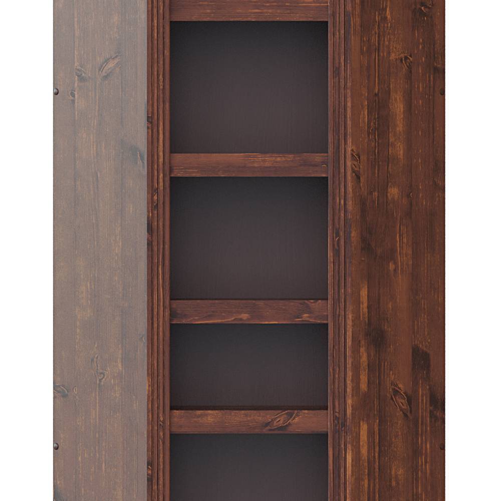 Dunkelbrauner Vitrinenschrank mit Glastüren und Holzrahmen im Landhausstil – Nizina