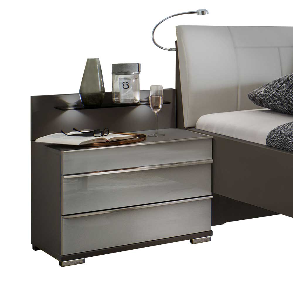 Set Schlafzimmer in Hellgrau & Braun - Ocavado (vierteilig)