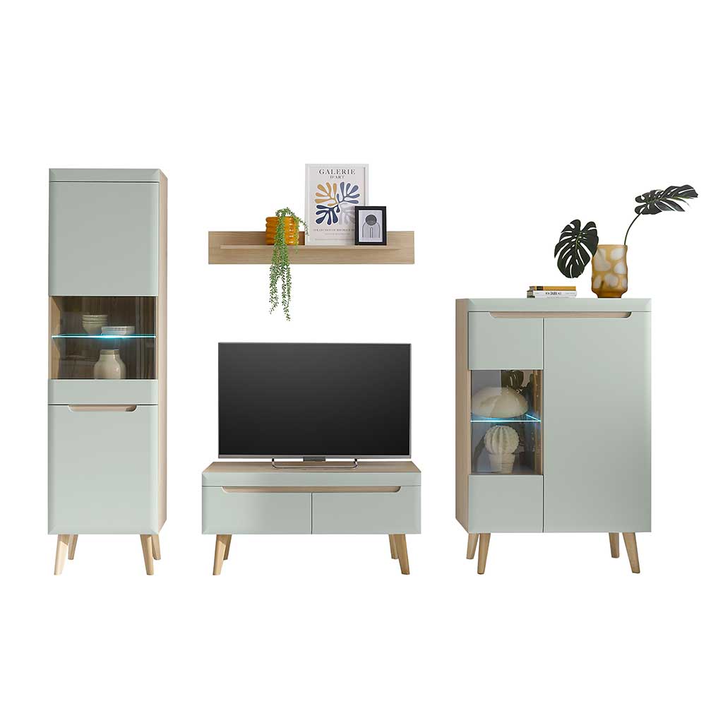 Wohnzimmer Anbauwand im Skandi Design - Armina (vierteilig)
