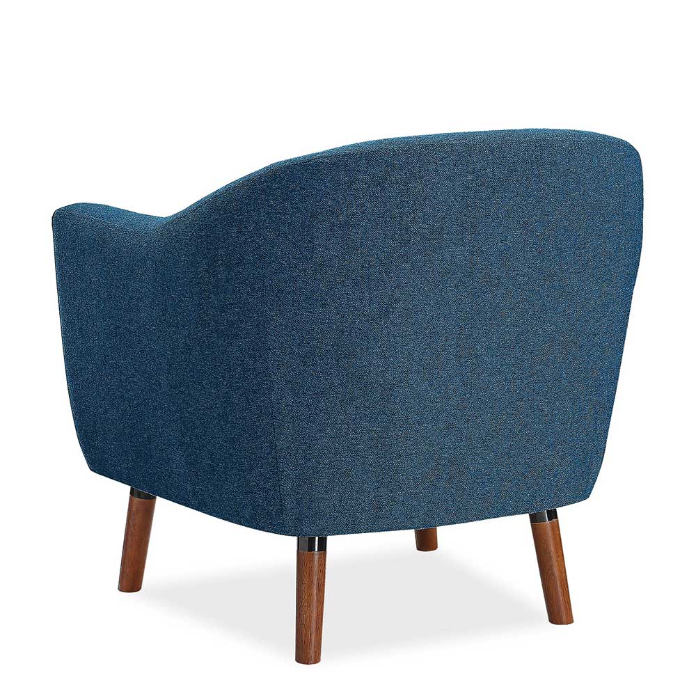 Retro Sessel in Blau und Walnuss Braun - Enlina