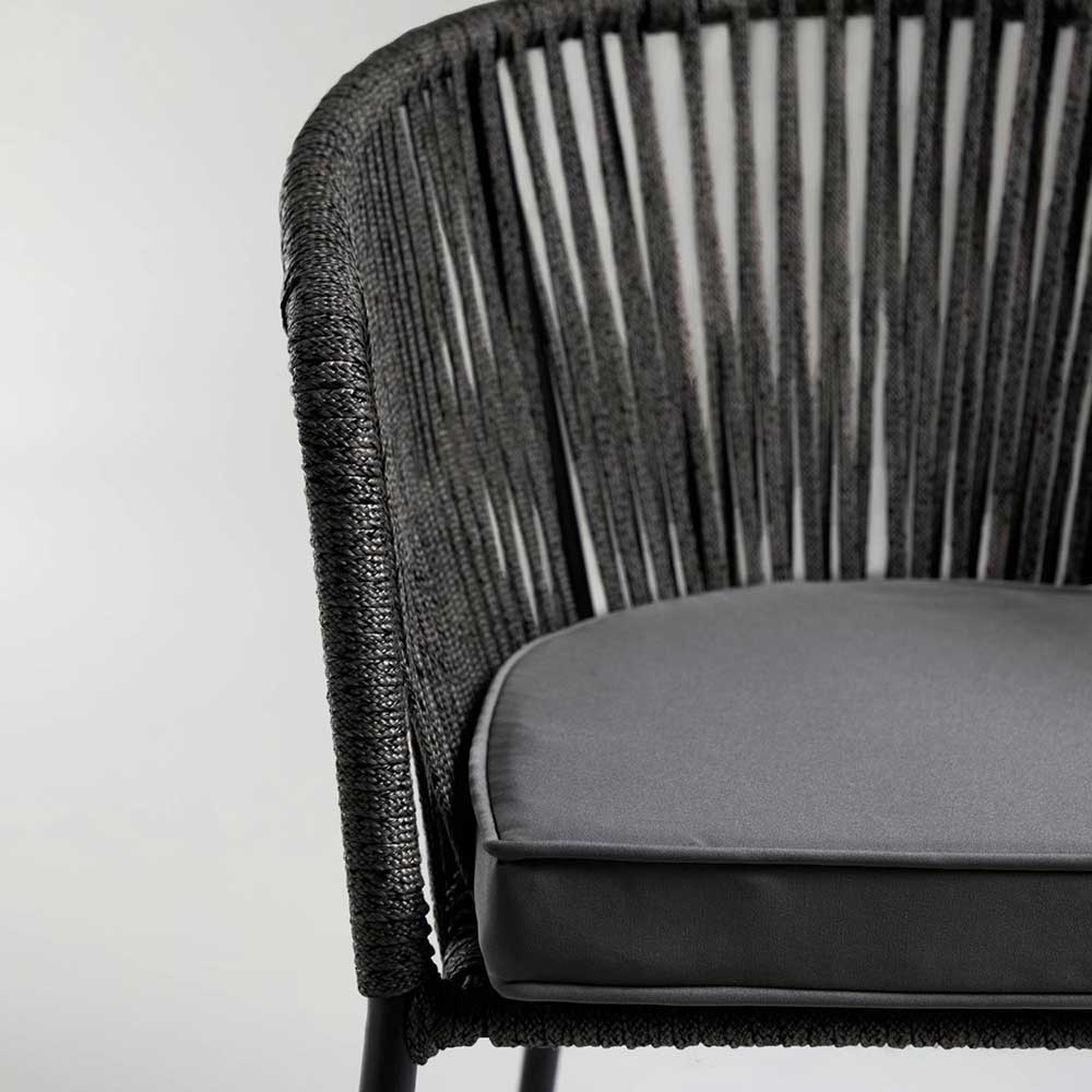 Stühle mit Kordelgeflecht in Schwarz - Gesdana (4er Set)
