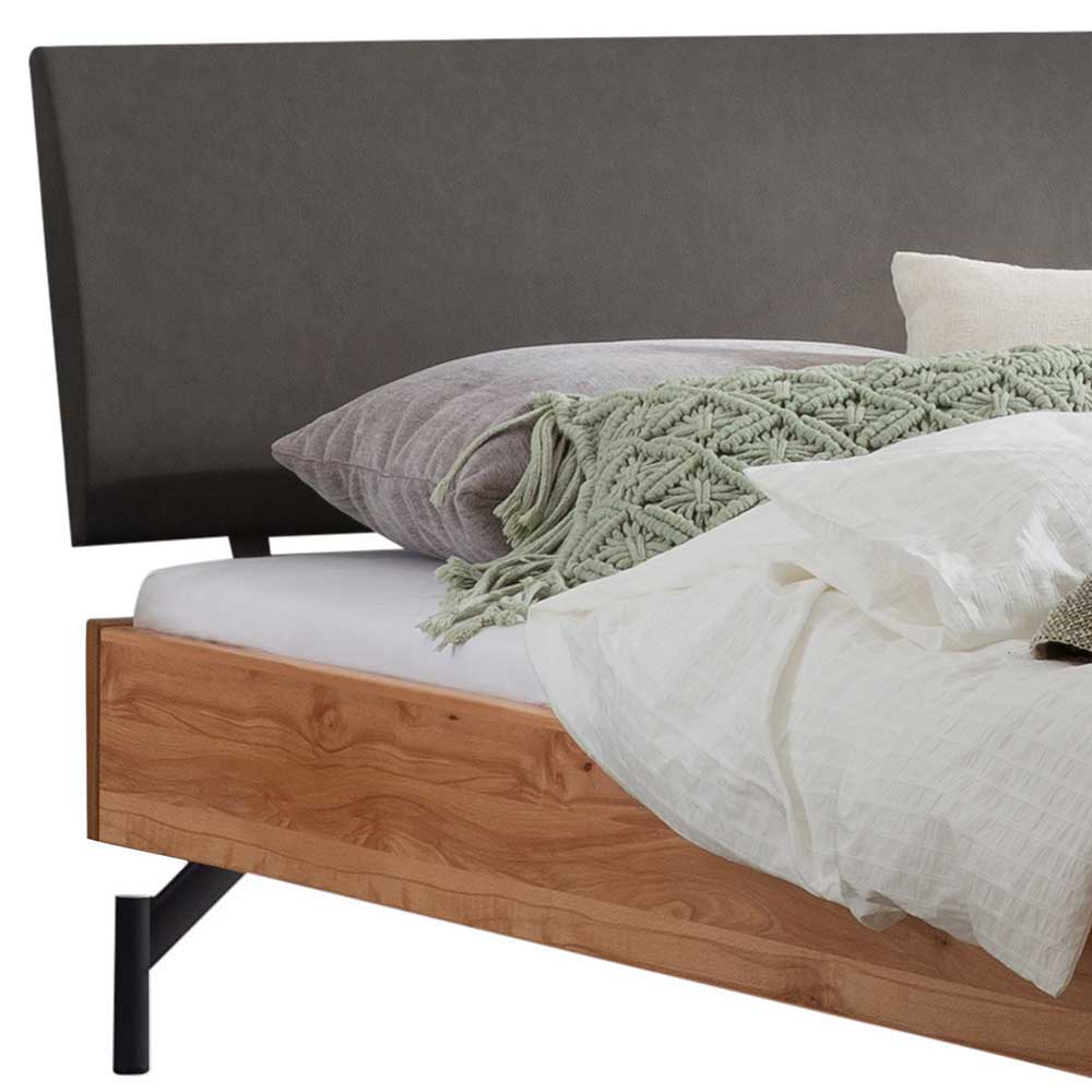 Designbett aus Wildbuche Natur & Kunstleder - Adreana