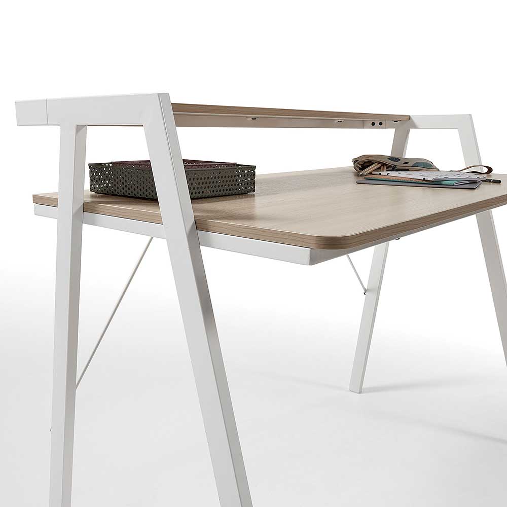 115x91x60 Skandi Schreibtisch mit Aufsatz - Shining