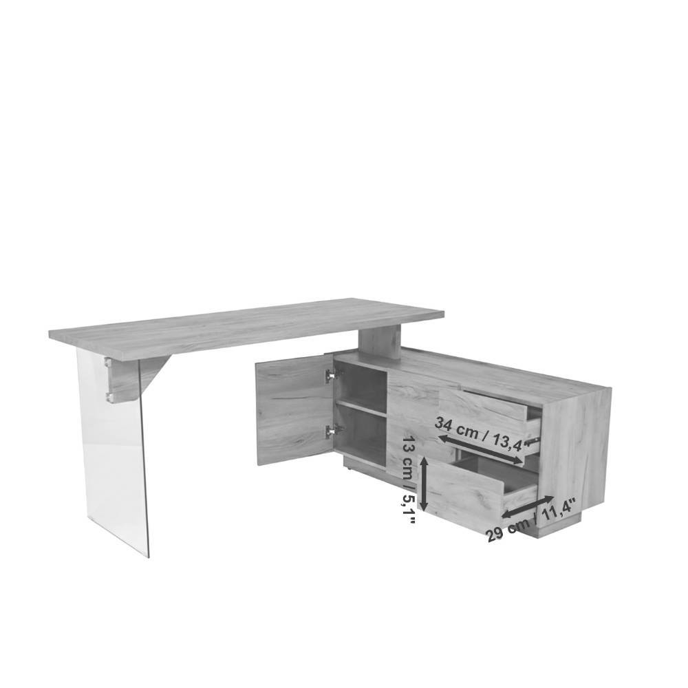 Office-Schreibtisch in Kerneiche und Transparent - Saloz