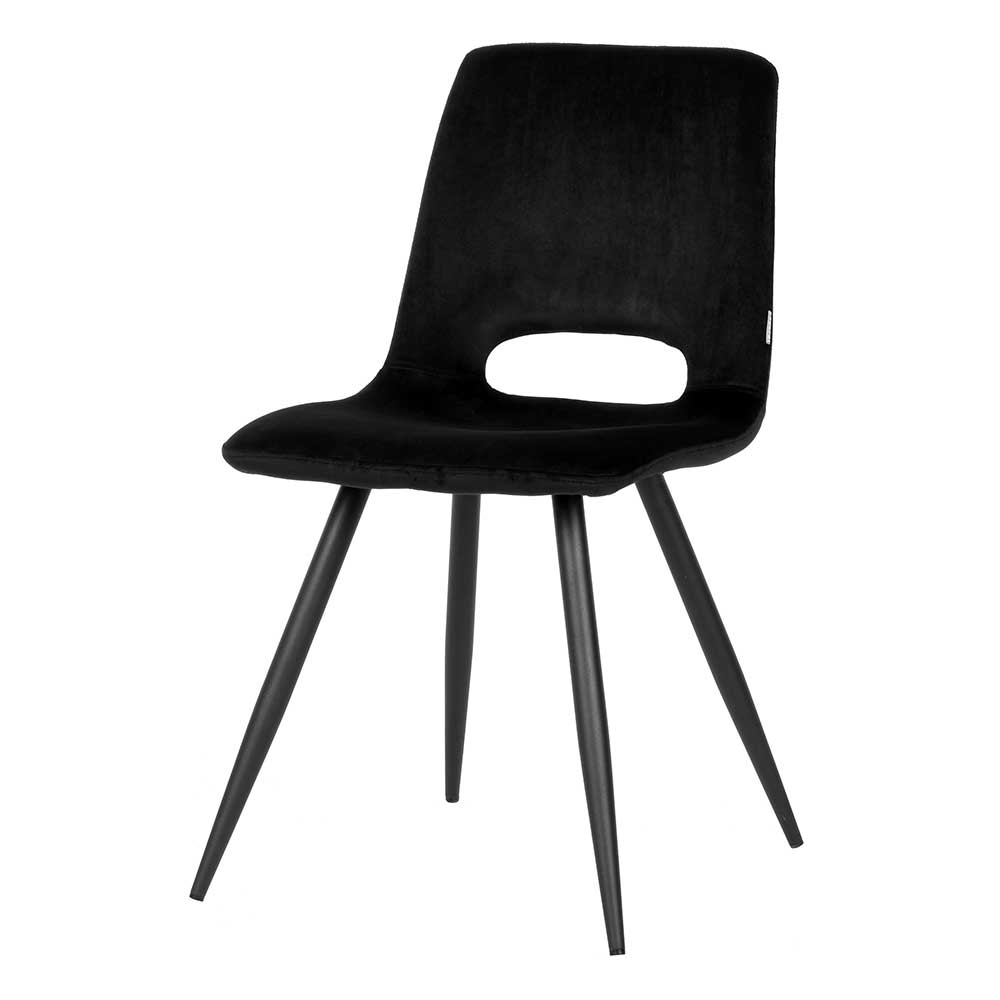 Edler Esszimmer Samtstuhl in Schwarz - Mariocano (2er Set)