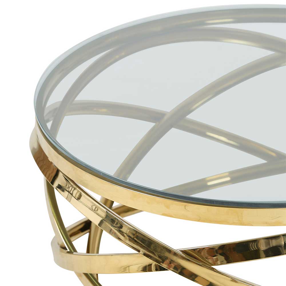 Runder Wohnzimmer Glastisch mit Ringgestell - Brian