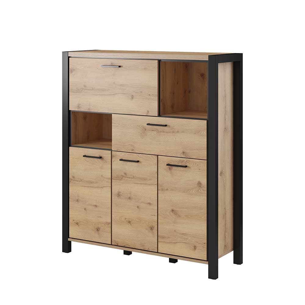 120x140x41 Highboard mit Klappe & 3 Türen - Zavorra
