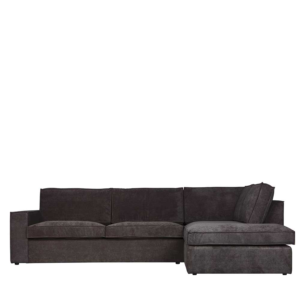 283x92x197 Eckcouch in Grau Cord Stoff - Olciano