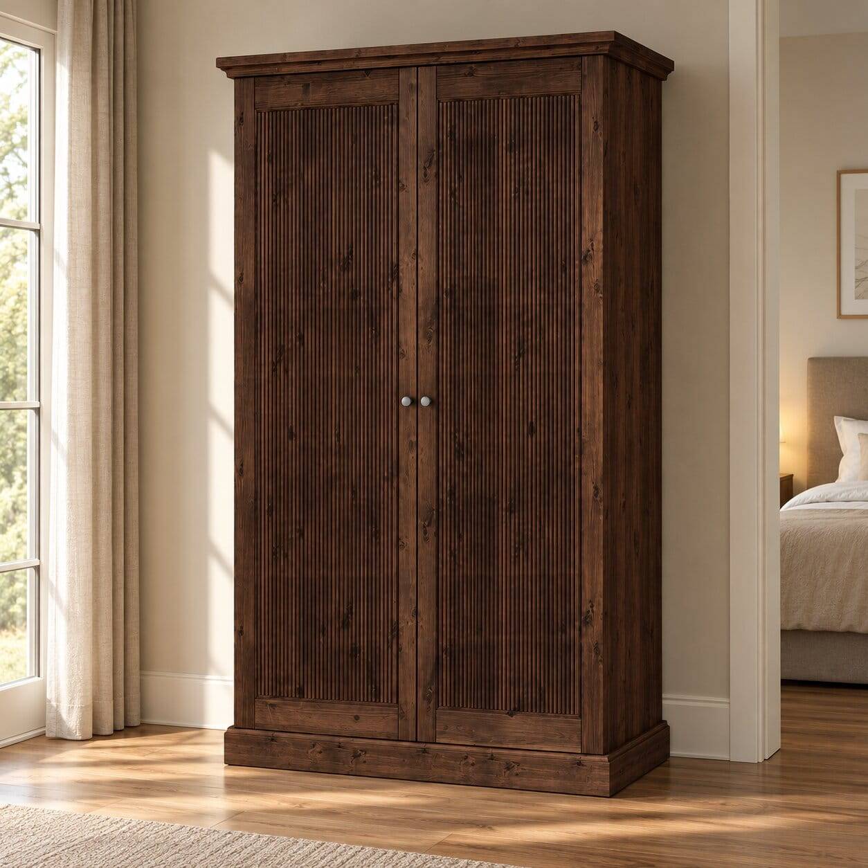Schlafzimmer Kleiderschrank in Dunkelbraun - Nauizia