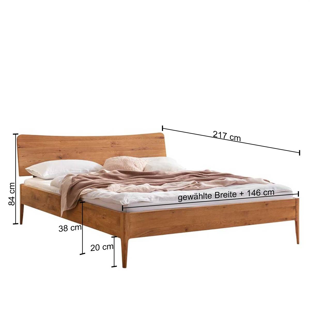 Modernes Bett aus Echtholz Wildeiche - Maaref