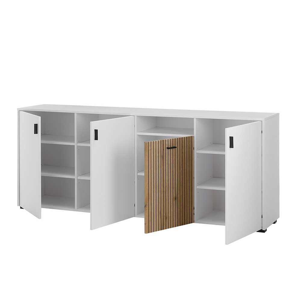 Geräumiges Sideboard offen mit verstellbaren Einlegeböden und Lamellentür – Nenaloro
