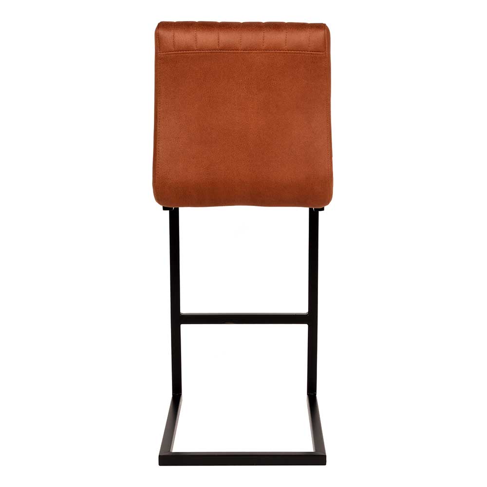 Microfaser Barstuhl in Cognac Braun - Pelicano (2er Set)
