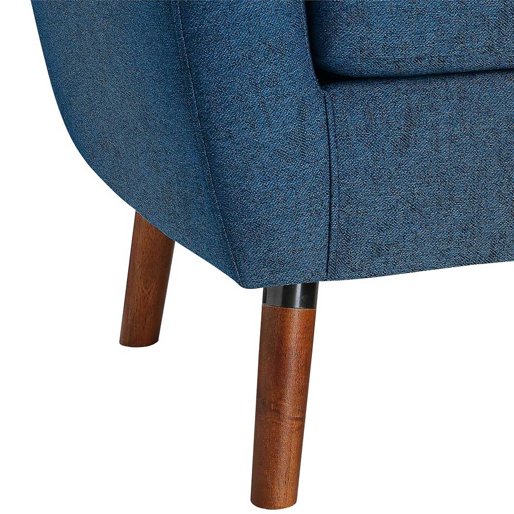 Retro Sessel in Blau und Walnuss Braun - Enlina