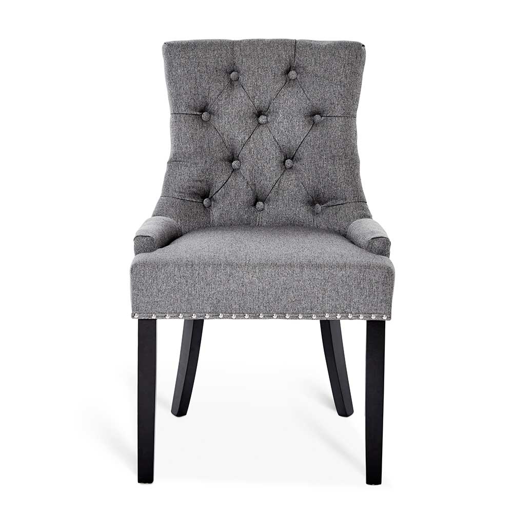 Chesterfield Stuhl in Grau meliert und Schwarz - Menton