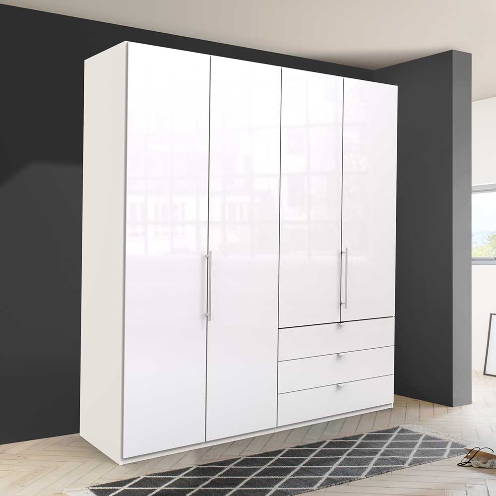 Weißer Schlafzimmerschrank mit zwei Falttüren - Dolienca
