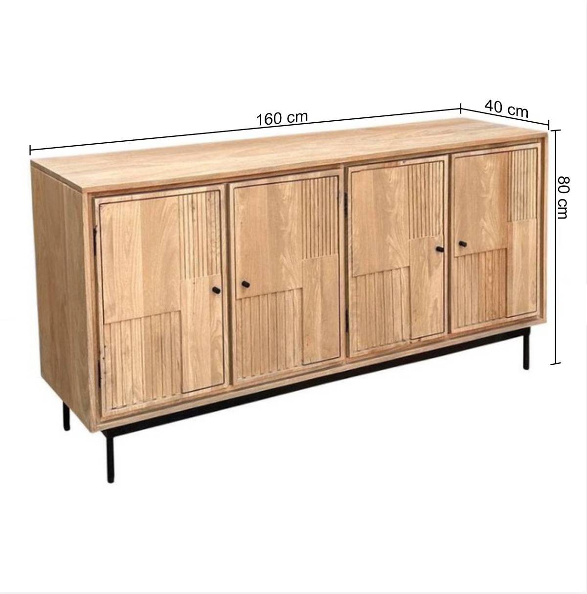 4-türiges Sideboard aus Mangobaum Massivholz - Peravia