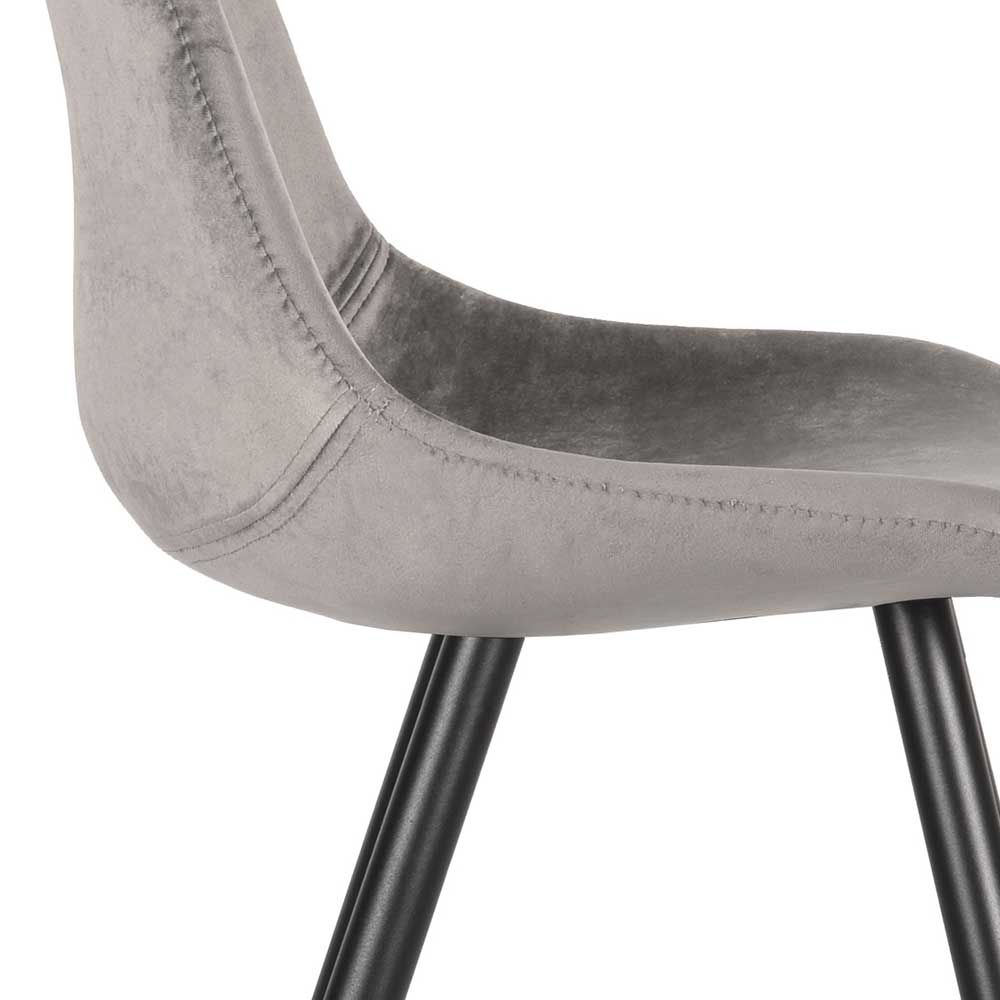 Gepolsterter Skandi Schalenstuhl in Grau & Schwarz - Arzania (2er Set)