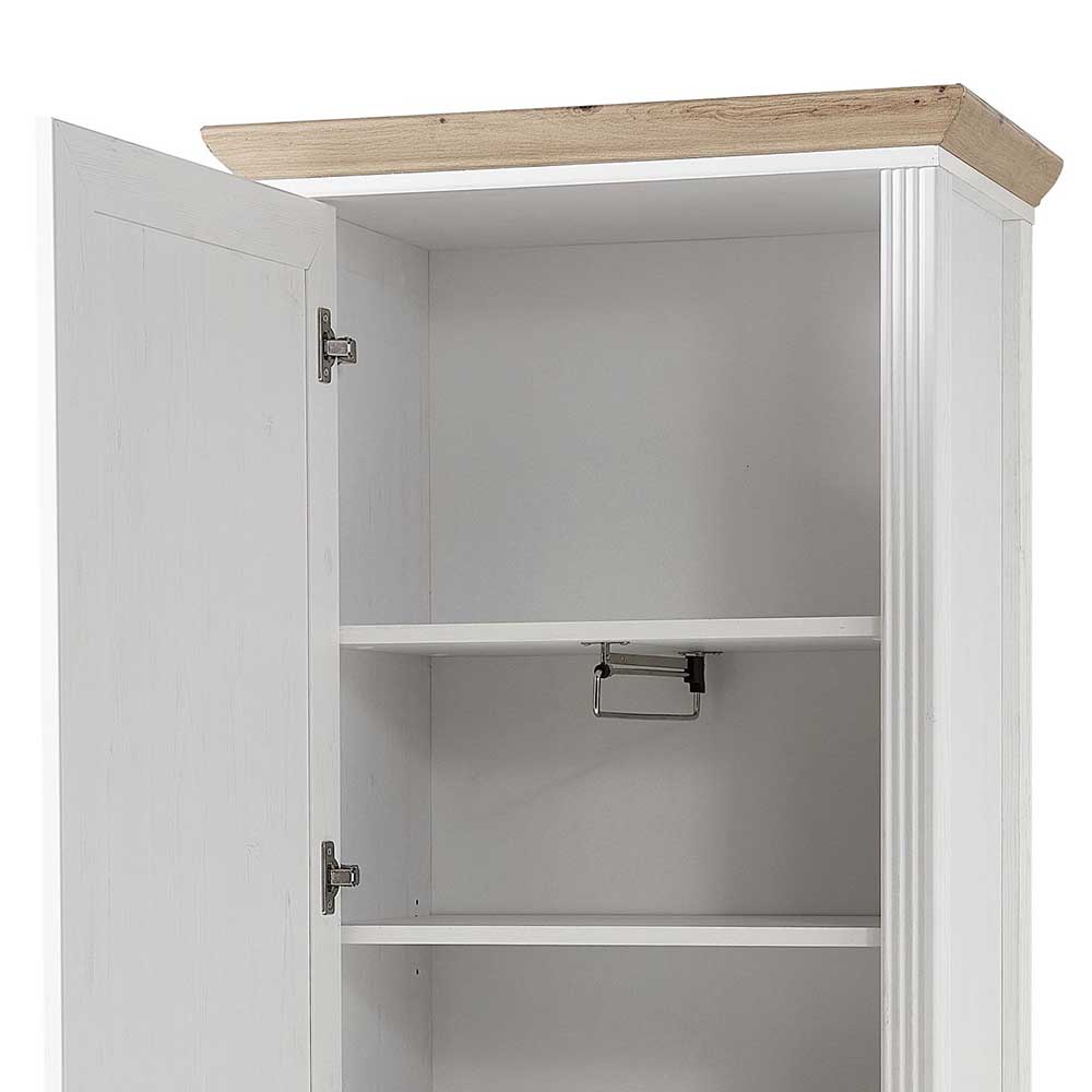 65x204x41 Landhaus Dielenschrank mit Spiegel - Nurelcas