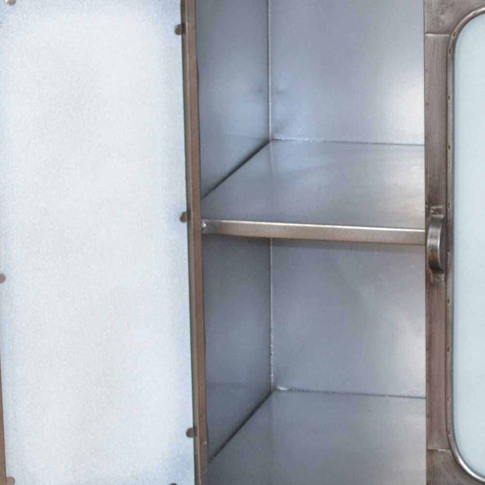 Extravganter Schrank aus Metall & Glas Industry Sirenna 2-türig & Schublade