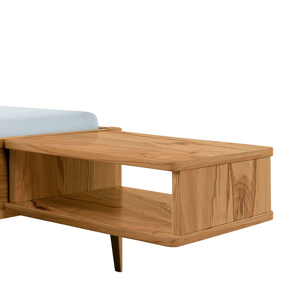 Bett aus Wildbuche massiv mit Kunstleder - Syanta