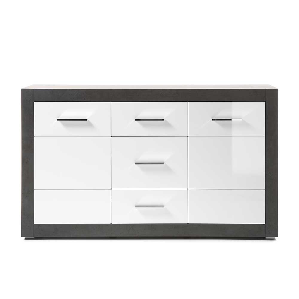 97cm hohes Hochglanz Sideboard in Weiß - Istensa