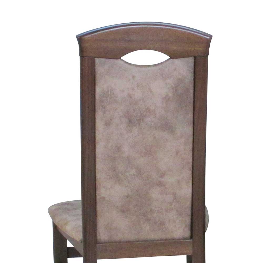 Braune Esszimmer Stühle Comta mit Microfaser Vintage Look (2er Set)