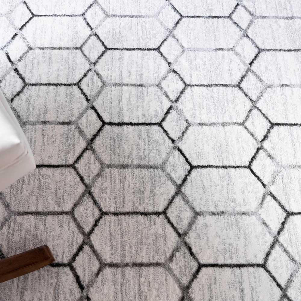 Moderner Designteppich in Creme und Grau - Mesmaria