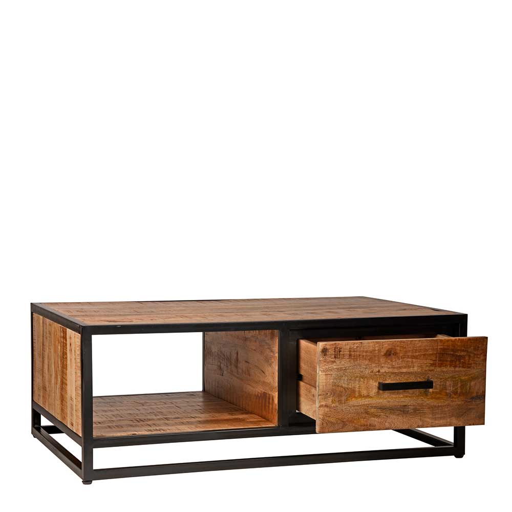 Industrial Couchtisch mit 2 Schubladen & Fach - Piatrasun