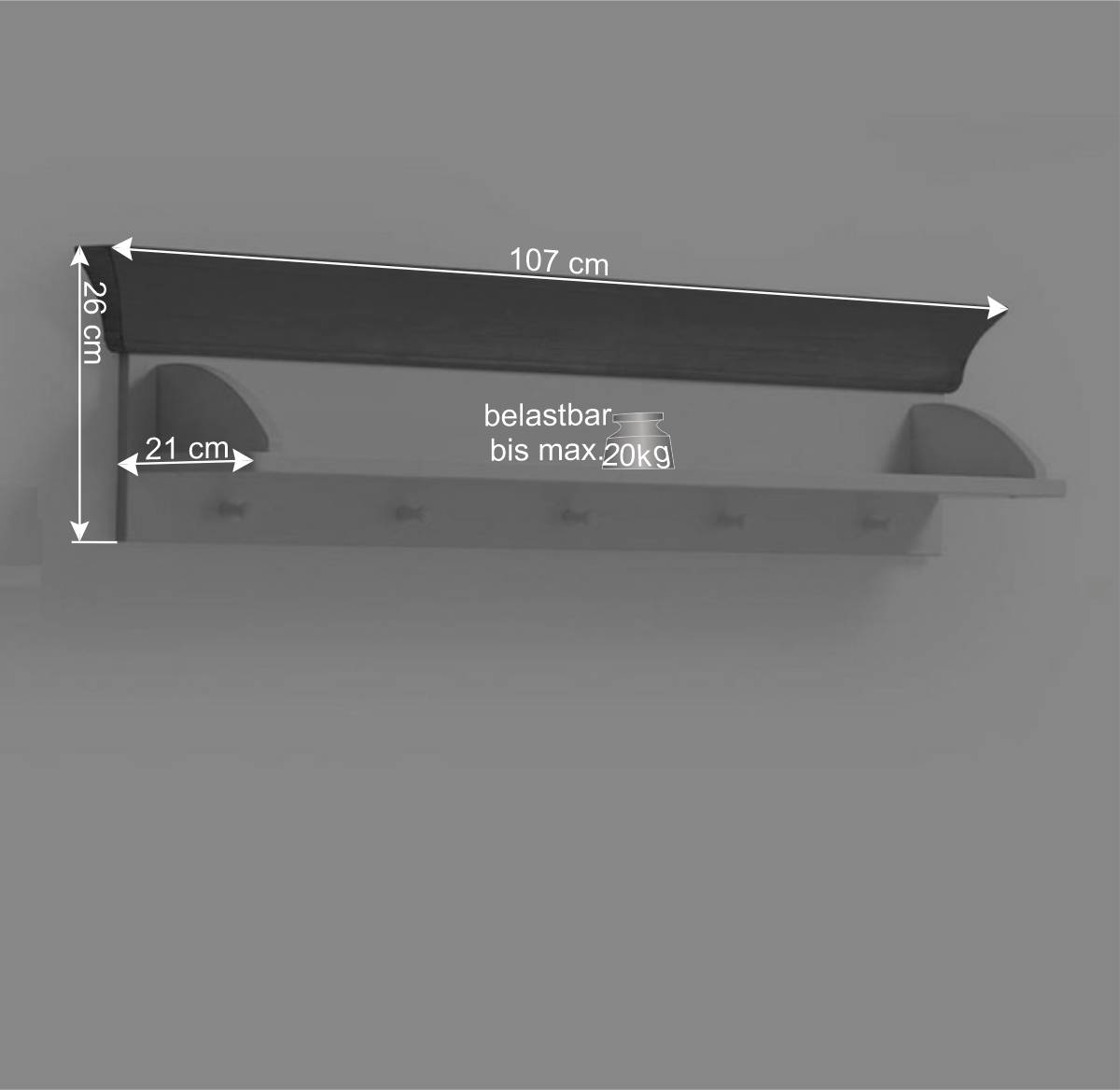 Kiefer Wandboard in Weiß & Grau - Mirandesca