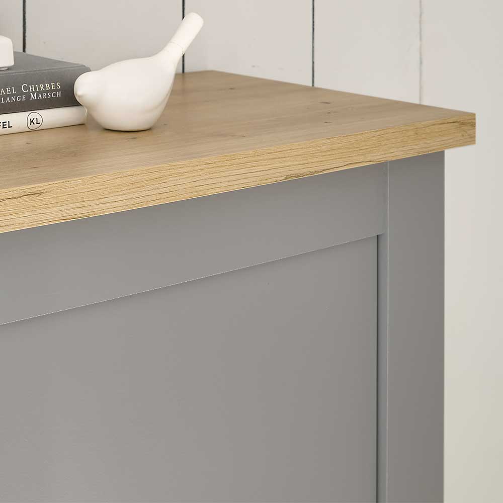 68x142x37 Landhaus Schrank in Lichtgrau & Eiche NB - Buleta