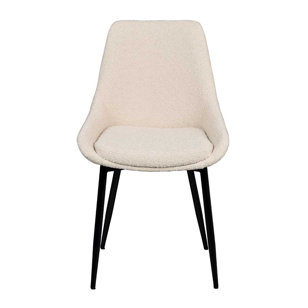 Polsterstuhl aus Boucle Stoff in Beige - Rojito (2er Set)