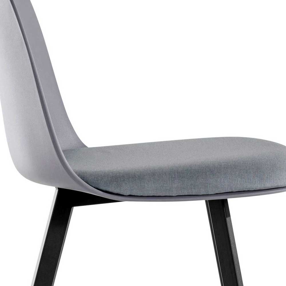 Ergonomisch geformte graue Sitzschale und Rückenlehne des Barstuhls im Seitenprofil Santiago